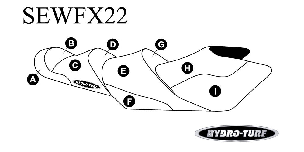 BlackTip Jetsports Seat Cover For Yamaha FX Cruiser 2005-2008 - Marine Vinyl, Gray/Deep Blue, OEM Replacement