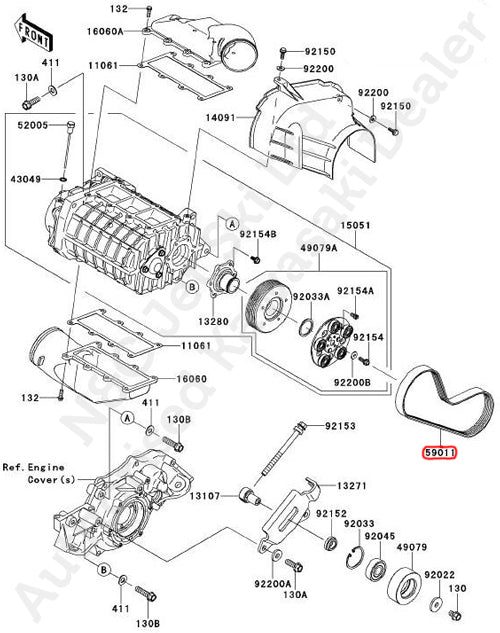 KAWASAKI Genuine Ultra 250 & 260 Supercharger Pulley Belt N&C Jet Ski Ltd