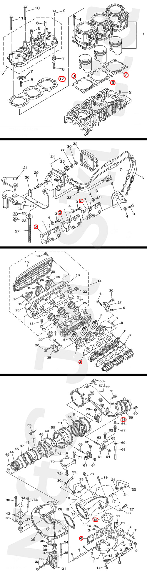 COMETIC Yamaha GP1300R Top Gasket Kit